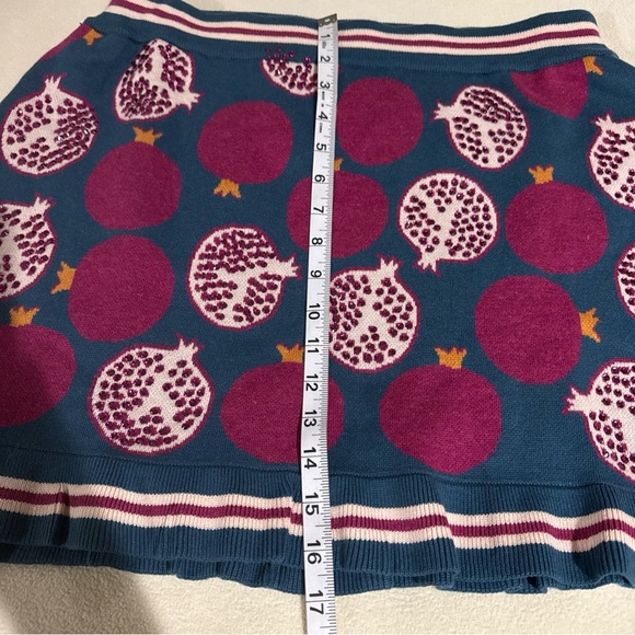 QUEEN OF SPARKLES Teal and Magenta Pomegranate Mini sweater Skirt rhinestone - Picture 8 of 9